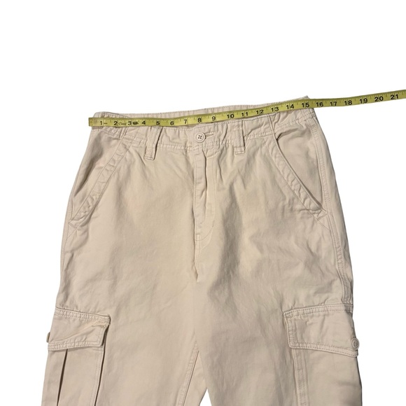 John Galt Brandy Melville Hi-Rise Wide Leg Cargo Denim Pants Off White - Picture 7 of 13